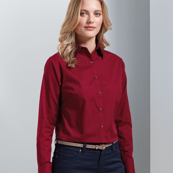Premier Ladies Long Sleeve Poplin Blouse Thumbnail